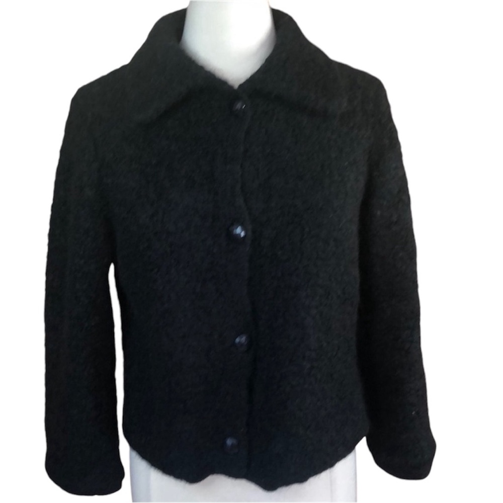 Susan Bristol Black Mohair blend button up cardigan/jacket Size Large